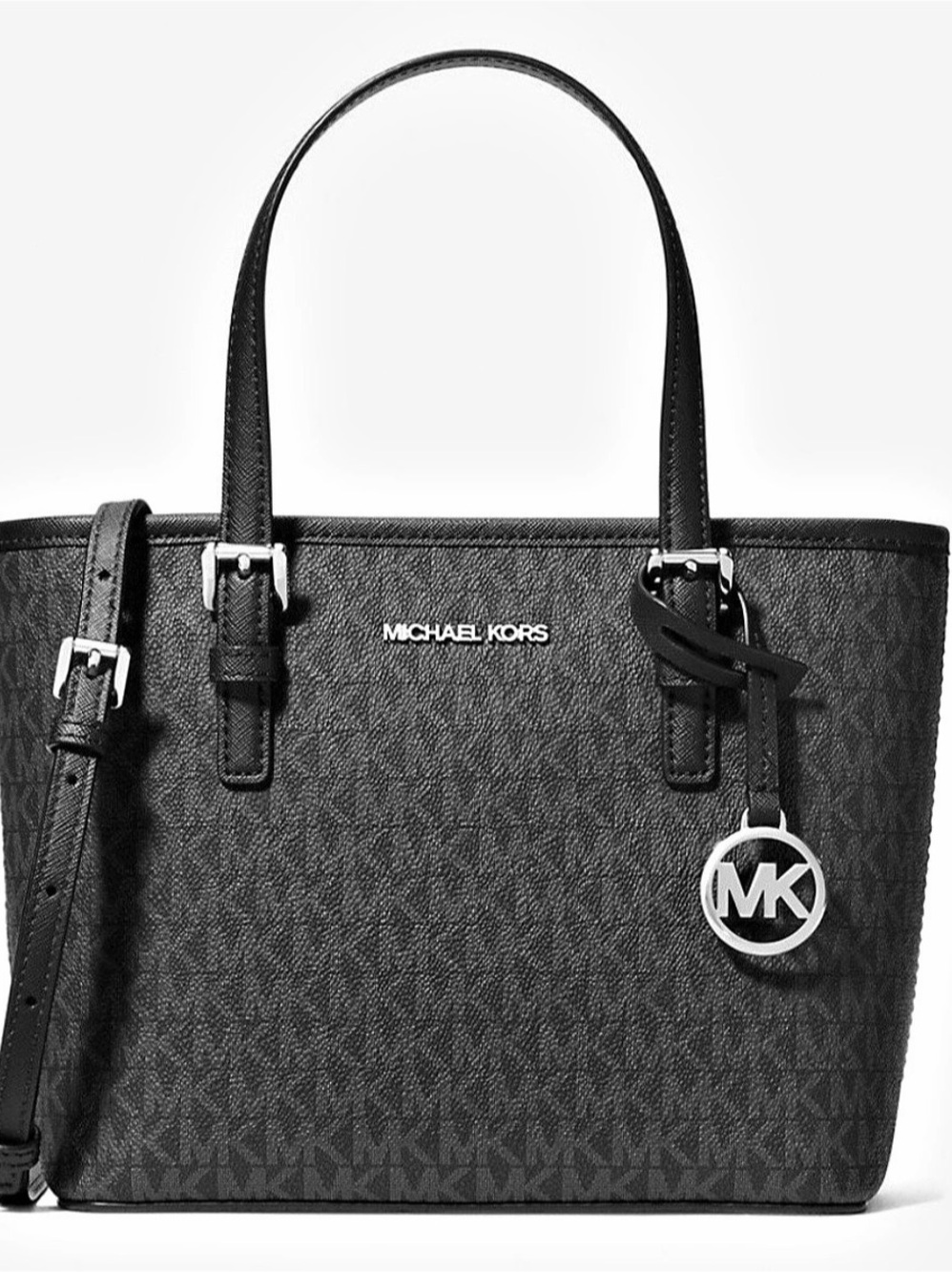 Michael Kors Jet Set Travel Extra-Small Logo Top-Zip Tote Bag Black Tote Bag